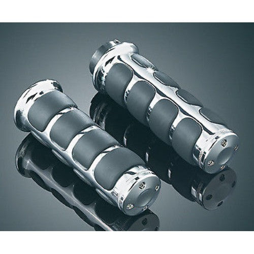 Kuryakyn Chrome Rubber ISO Hand Handlebar Grips Harley Touring Softail Dyna TBW