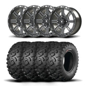 Set of Four Bullite Lancer Wheels 14" Gray And Kenda K3201 Mastodon HT Tires [30x10R-14]