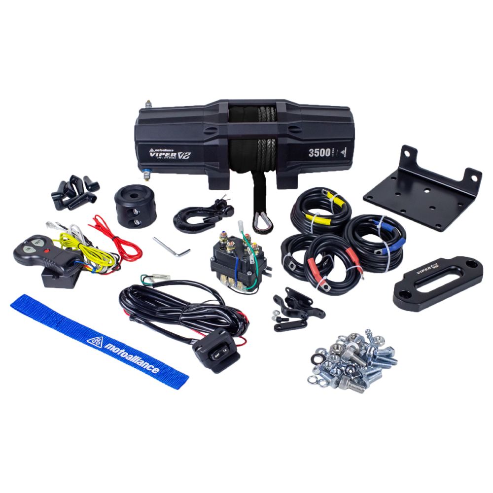 Viper V2 UTV Winch Kit 3500 lb Standard Spool With 40 Feet Black Synthetic Rope With Mount For Polaris Ranger Models 2010-2014