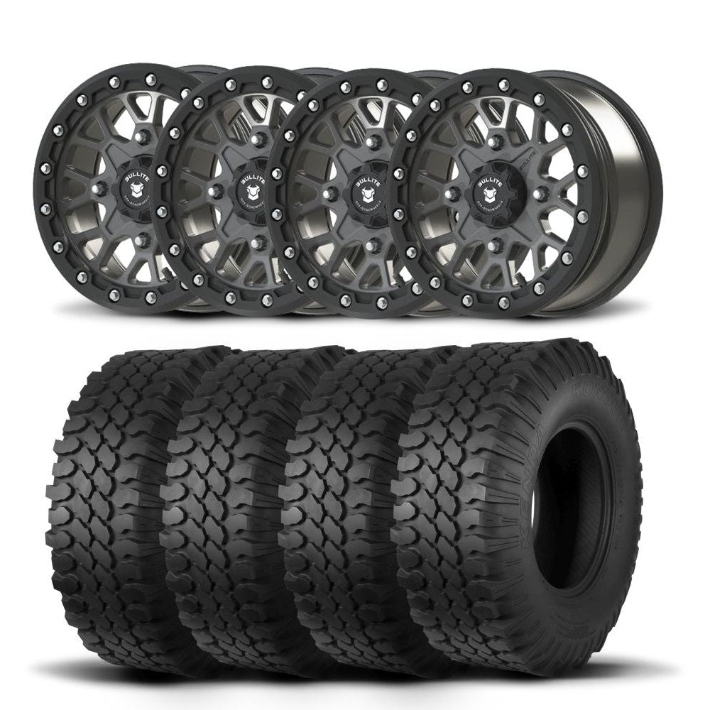 Set of Four Bullite Rider Wheels 14" Gray And Kenda K576A Kongur Tires [30x10R-14]