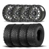 Set of Four Bullite Rider Wheels 14" Gray And Kenda K576A Kongur Tires [30x10R-14]