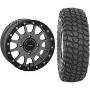 Set of 2 Mounted Wheel and Tire Kit Wheel: 14x7 5+2 4/156 Tire: 30x10-14 8 Ply