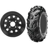 Set of 2 Mounted Wheel and Tire Kit Wheel: 12x7 4+3 4/110 Tire: 26x9-12 6 Ply