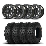 Set of Four Bullite Ruler Wheels 14" Gray And Kenda K587 Bearclaw HTR Tires [27x9.5R-14]