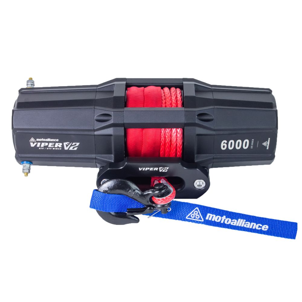 Viper V2 ATV Winch Kit 6000 lb Standard Spool With 40 Feet Red Synthetic Rope With Mount