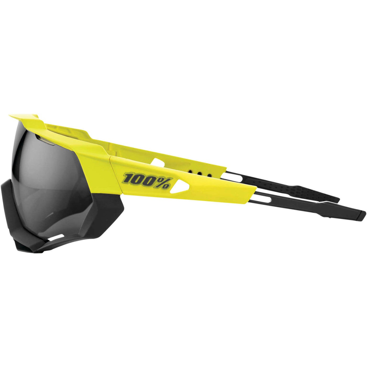 100% Speedtrap Sunglasses Soft Tact Banana with Black Lens - 61023-004-61