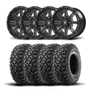 Set of Four Bullite Lancer Wheels 15" Black And Kenda K3204R Klever XT Tires [32x10R-15]
