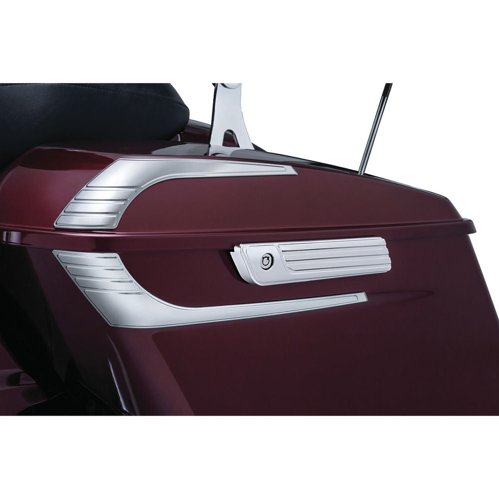 KURYAKYN CHROME TRI LINE SADDLEBAG HINGE COVERS 2014-2017 HARLEY E GLIDES 6986