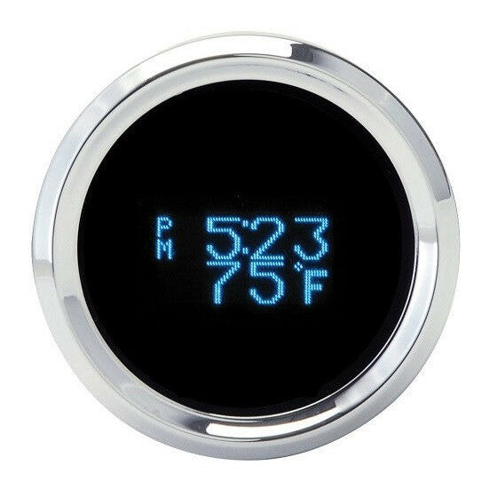 Dakota Digital Solarix 2-1/16" Round Clock Gauge Date Temp Blue Display SLX-16-1