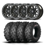 Juego de cuatro ruedas Bullite Rider de 14" grises y neumáticos Kenda K3203 Mastodon AT [28x9R-14]