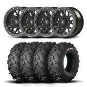 Set of Four Bullite Rider Wheels 14" Gray And Kenda K3203 Mastodon AT Tires [26x11R-14]