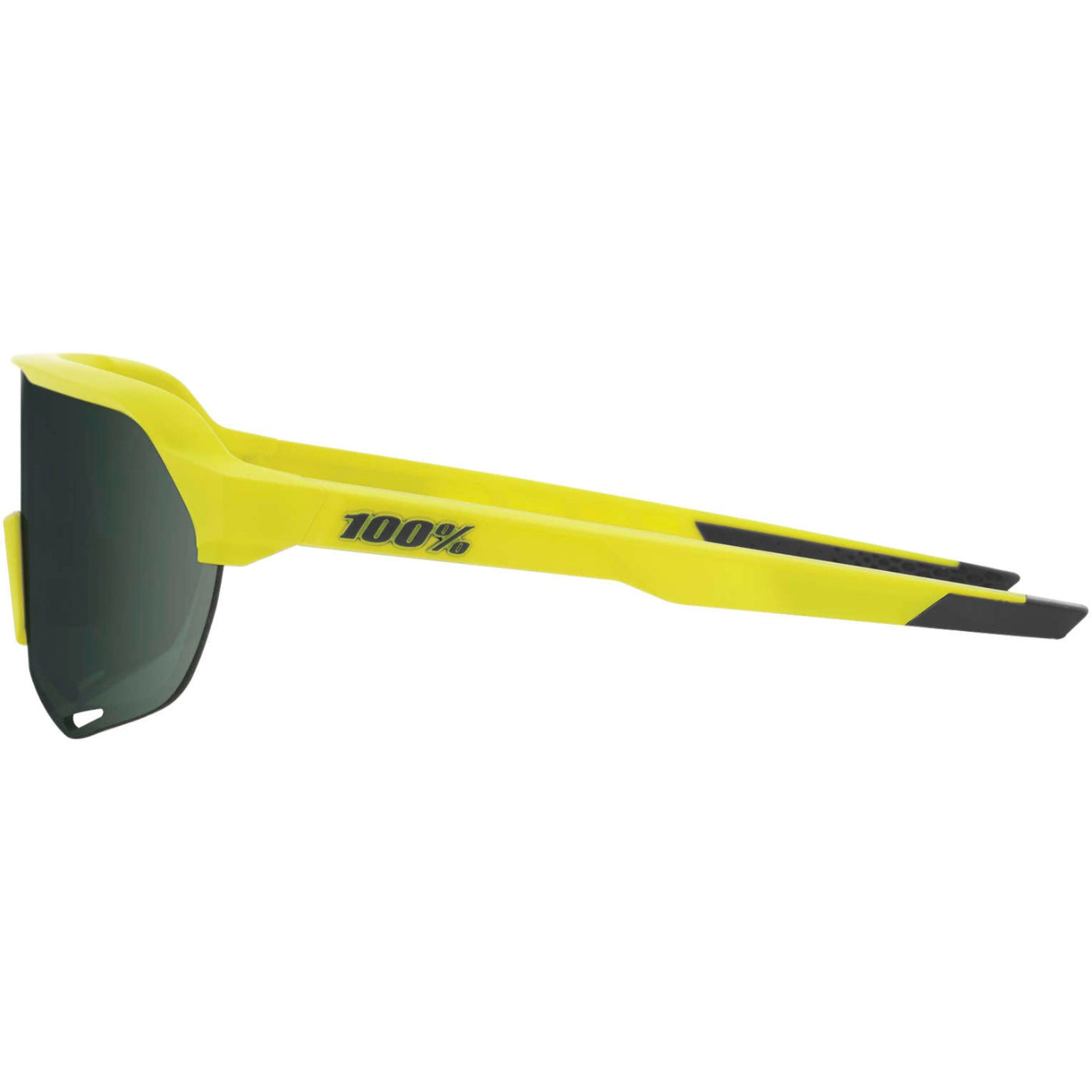 100% S2 Sunglasses Soft Tact Banana with Grey Green Lens - 61003-004-74