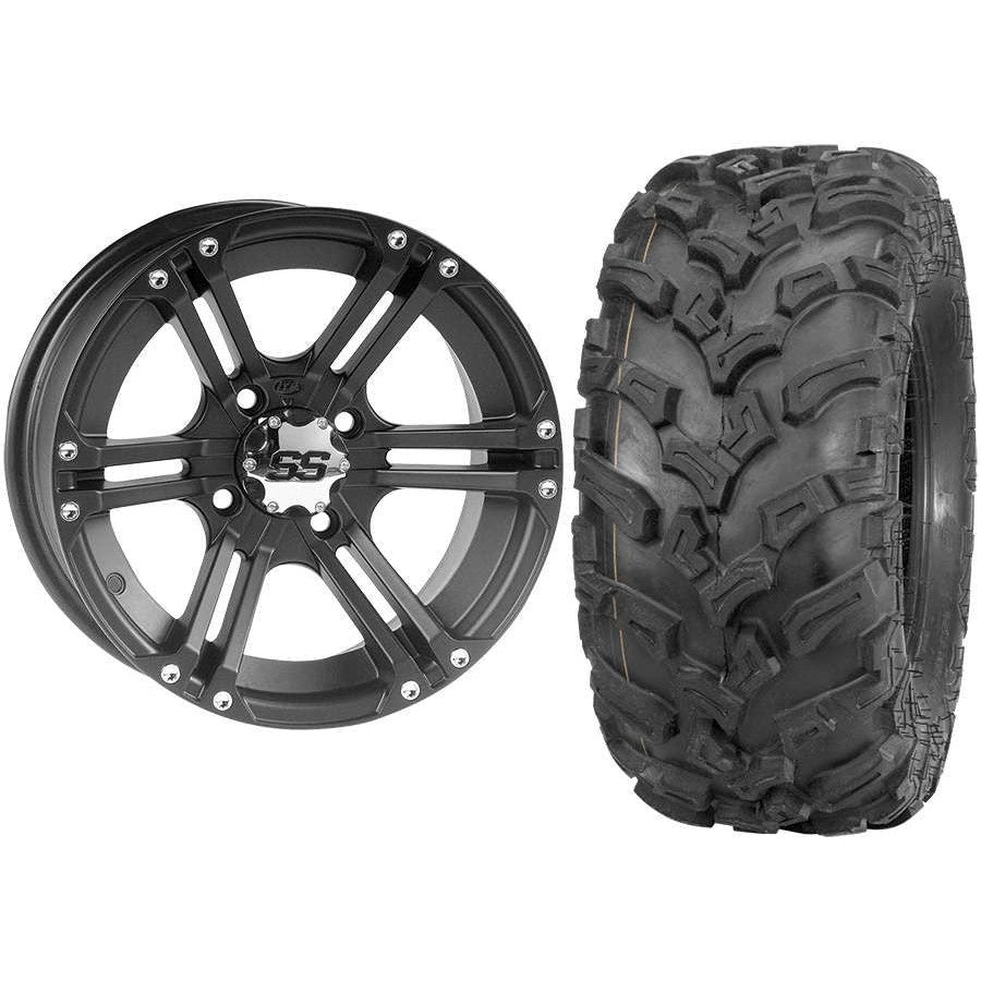 Set of 2 Mounted Wheel and Tire Kit Wheel: 12x7 2+5 4/110 Tire: 26x11-12 6 Ply