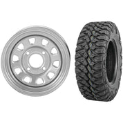 Set of 2 Mounted Wheel and Tire Kit Wheel: 12x7 4+3 4/156 Tire: 26x9-12 8 Ply