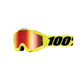 100% Gen1 Accuri Jr. Goggles Fluorescent Yellow with Red Mirror Lens - 50310-004-02