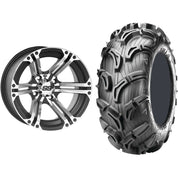 Set of 2 Mounted Wheel and Tire Kit Wheel: 12x7 5+2 4/110 Tire: 26x11-12 6 Ply