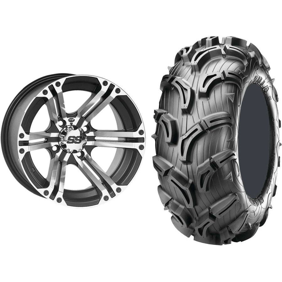 Set of 2 Mounted Wheel and Tire Kit Wheel: 12x7 5+2 4/110 Tire: 26x11-12 6 Ply