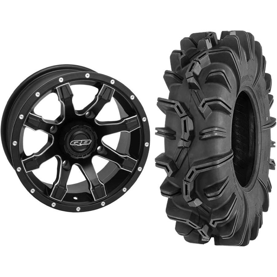 Set of 2 Mounted Wheel and Tire Kit Wheel: 14x7 5+2 4/110 Tire: 27x10-14 6 Ply