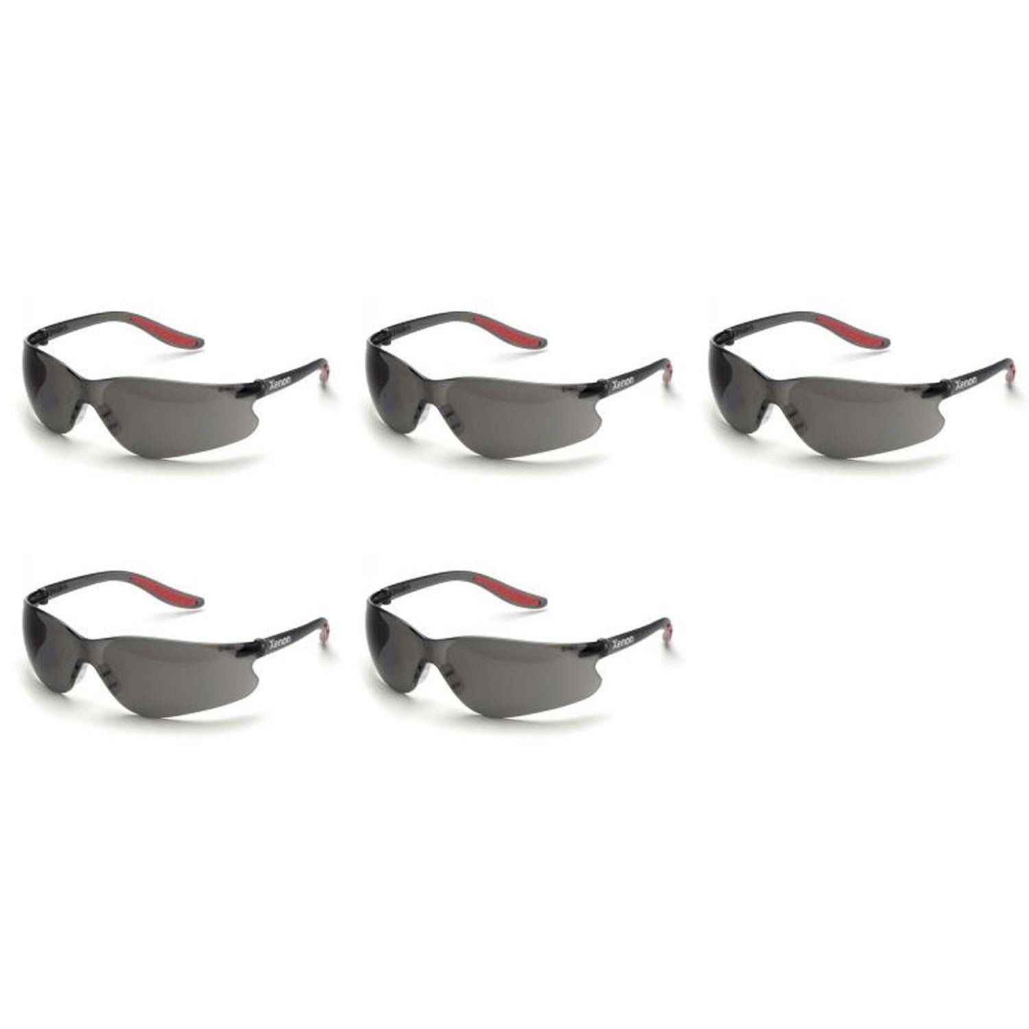 Set of 5 Elvex Xenon Safety Glasses Gray Anti Fog