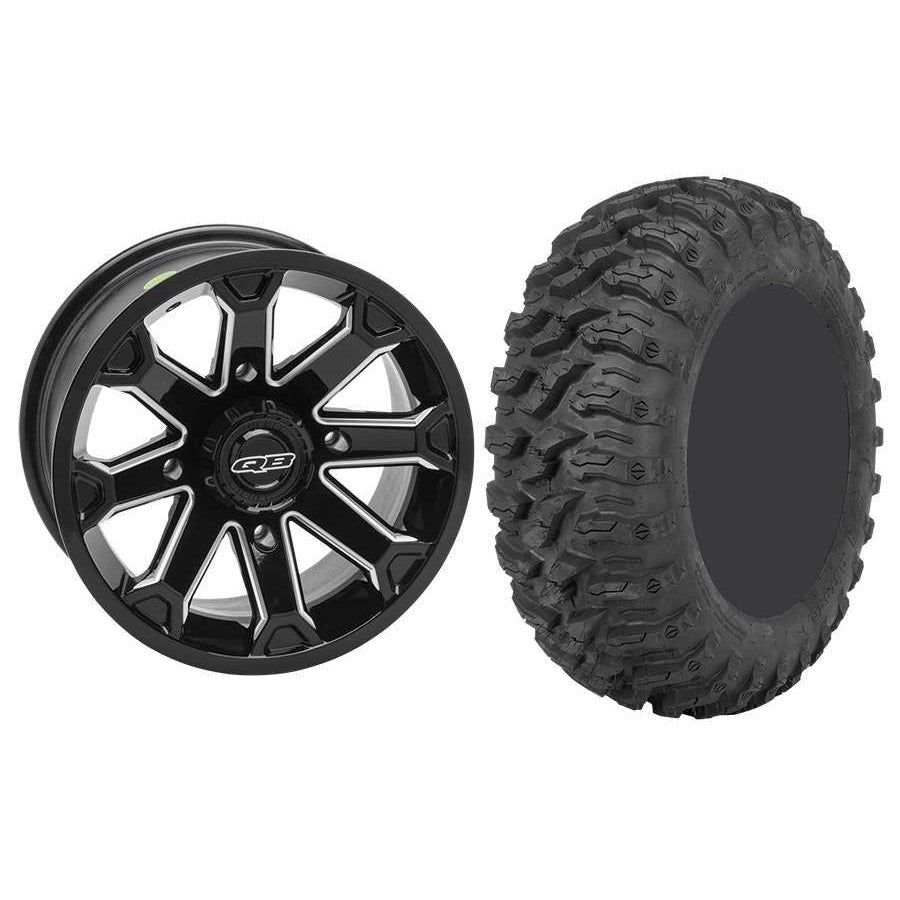 Set of 2 Mounted Wheel and Tire Kit Wheel: 14x7 4+3 4/156 Tire: 27x9-14 8 Ply