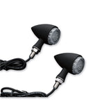 Kuryakyn Black Front Amber Torpedo LED Turn Signal Indicator Lights Set Harley