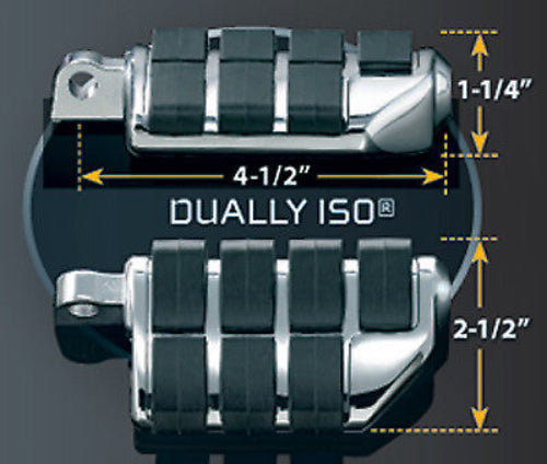 Kuryakyn Chrome 1-1/4" Clamp Engine Guard Frame Mount ISO Dually Footpegs Harley