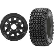 Set of 2 Mounted Wheel and Tire Kit Wheel: 12x7 4+3 4/137 Tire: 25x8-12 4 Ply