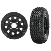 Set of 2 Mounted Wheel and Tire Kit Wheel: 12x7 5+2 4/110 Tire: 25x10.5-12 4 Ply