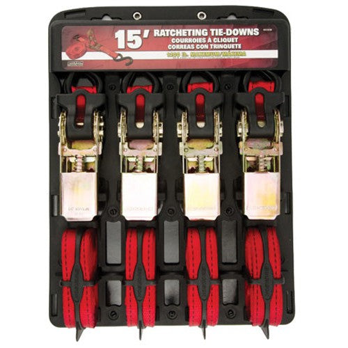1' X 15' 1200 Lb Racheting Tiedown Red By Erickson