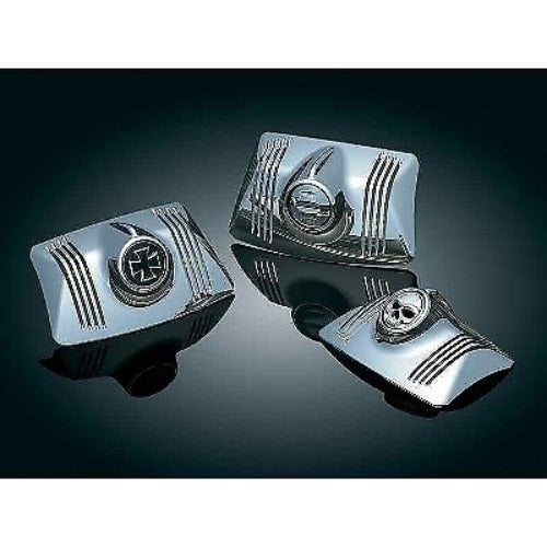 KURYAKYN CHROME ZOMBIE FT & RR FENDER TIP LENS GRILLS 1980-2008 HARLEY TOUR 8606
