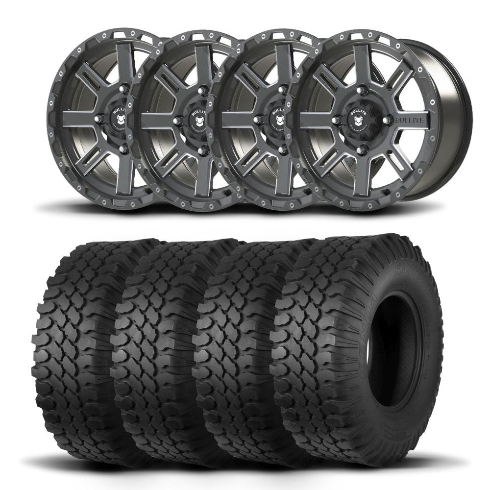 Set of Four Bullite Lancer Wheels 14" Gray And Kenda K576A Kongur Tires [30x10R-14]