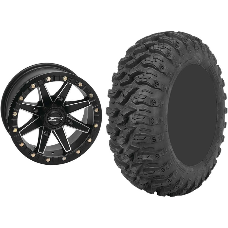 Set of 2 Mounted Wheel and Tire Kit Wheel: 14x7 5+2 4/115 Tire: 26x11-14 8 Ply