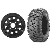 Set of 2 Mounted Wheel and Tire Kit Wheel: 12x7 4+3 4/156 Tire: 26x9-12 6 Ply