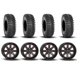System 3 ST-4 Aluminum Gloss Black/Red 20" Wheels And XT400 Tires [35x9.5R-20]