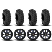 System 3 ST-4 Aluminum Gloss Black/Blue 20" Wheels And XTR370 Tires [35x10-20]