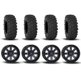 System 3 ST-4 Aluminum Gloss Black/Blue 20" Wheels And XTR370 Tires [35x10-20]