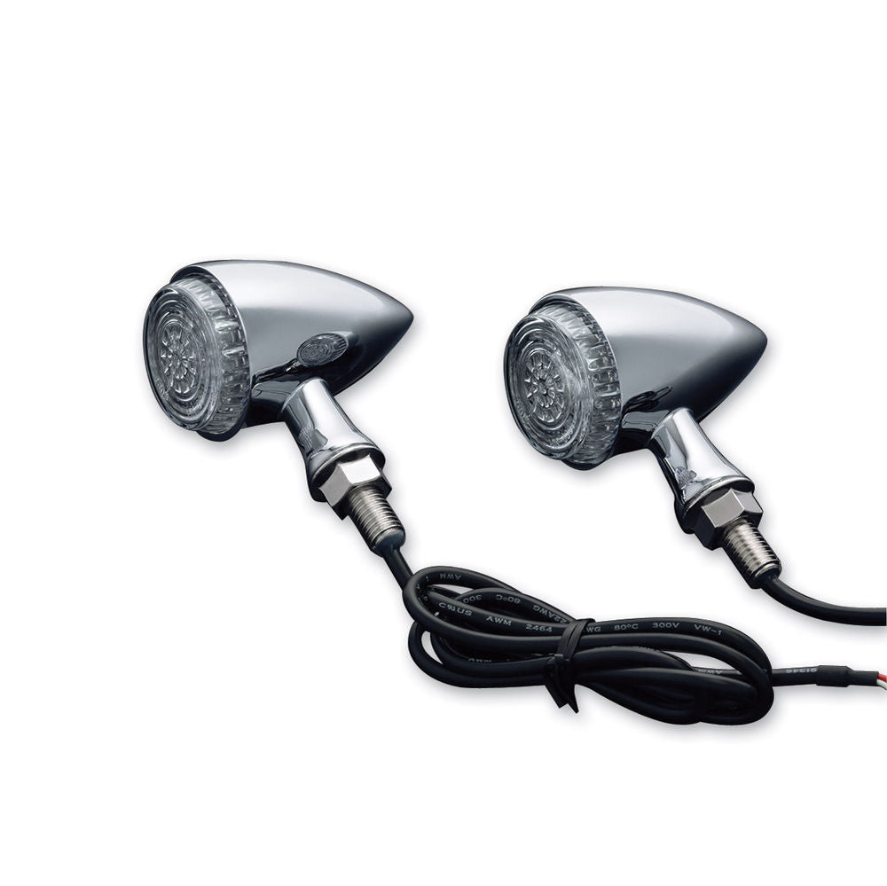 Kuryakyn Chrome Rear Torpedo LED Lights  Run Turn Signal Brake Set Harley Yamaha