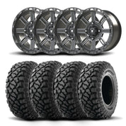Set of Four Bullite Lancer Wheels 14" Gray And Kenda K3204R Klever XT Tires [27x11R-14]