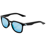 100% Hudson Sunglasses Matte Black w/Blue Mirror HiPer Lens - 61028-019-75