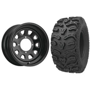 Set of 2 Mounted Wheel and Tire Kit Wheel: 12x7 5+2 4/110 Tire: 27x9-12 8 Ply