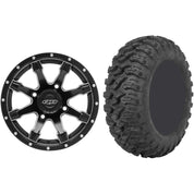 Set of 2 Mounted Wheel and Tire Kit Wheel: 14x7 4+3 4/156 Tire: 27x9-14 8 Ply