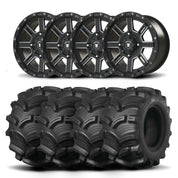 Set of Four Bullite Lancer Wheels 14" Black And Kenda K538 Executioner Tires [28x11-14]
