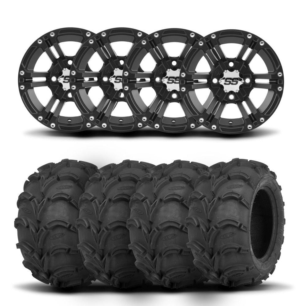 ITP SS212 14" Matte Black Wheels And Mud Lite Tires [28x12-14]