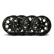 ITP Set of Four Storm Series Hurricane Wheels Black 14X7 4X4 5+2