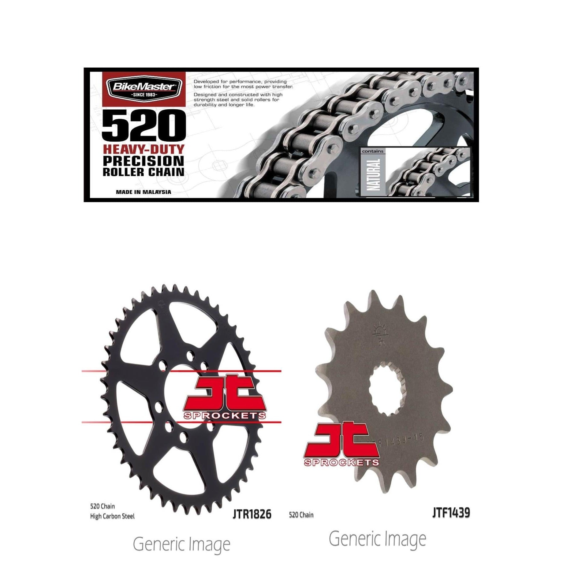520H Heavy-Duty Chain,Front & Rear Sprocket Kit SUZ LT230E QuadRunner 1986-1993