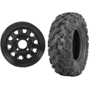 Set of 2 Mounted Wheel and Tire Kit Wheel: 12x7 4+3 4/110 Tire: 26x11-12 6 Ply