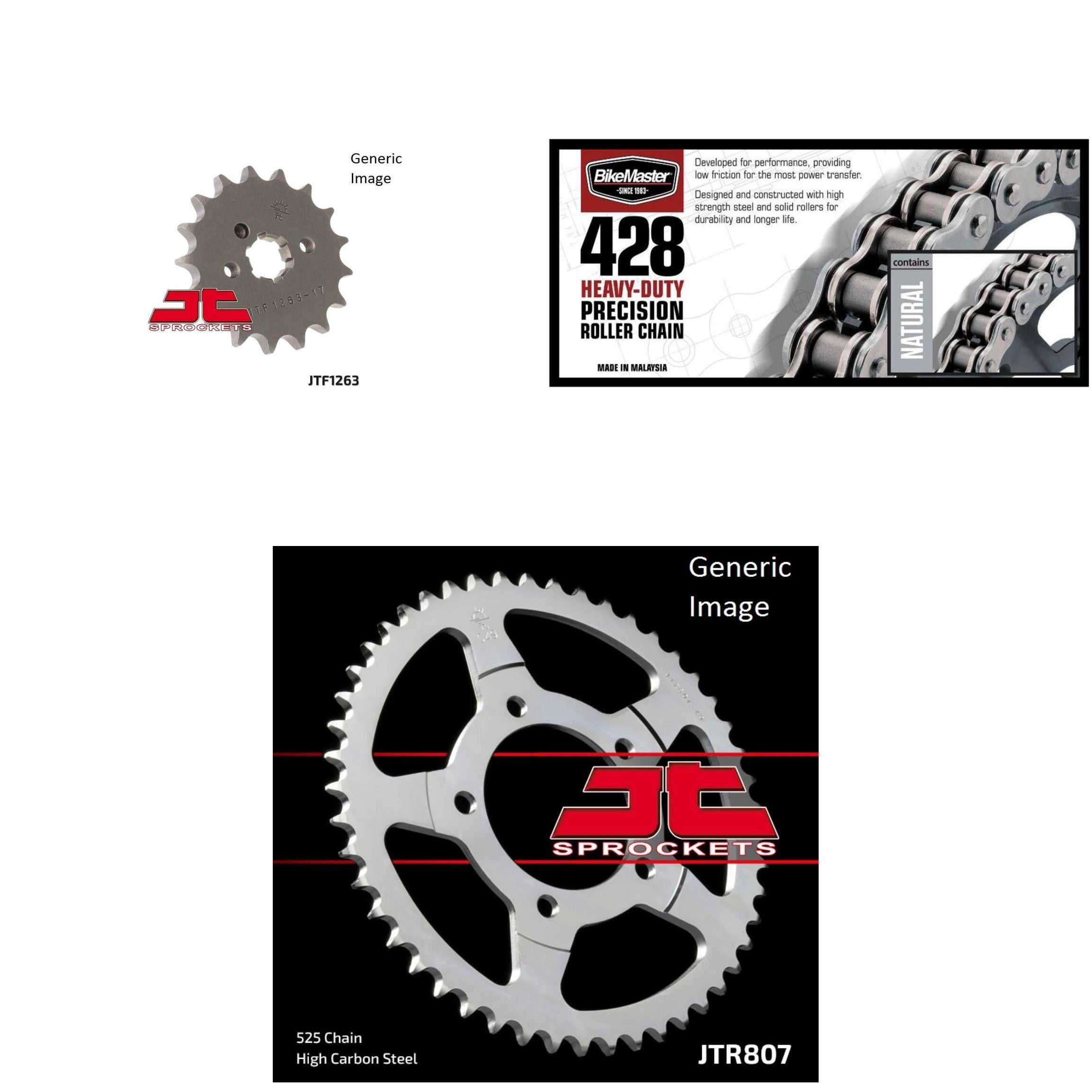 428H Chain Natural,Front & Rear Sprocket Kit for KAWASAKI G4TR100 1970-1975