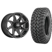 Set of 2 Mounted Wheel and Tire Kit Wheel: 14x7 5+2 4/137 Tire: 28x10-14 8 Ply