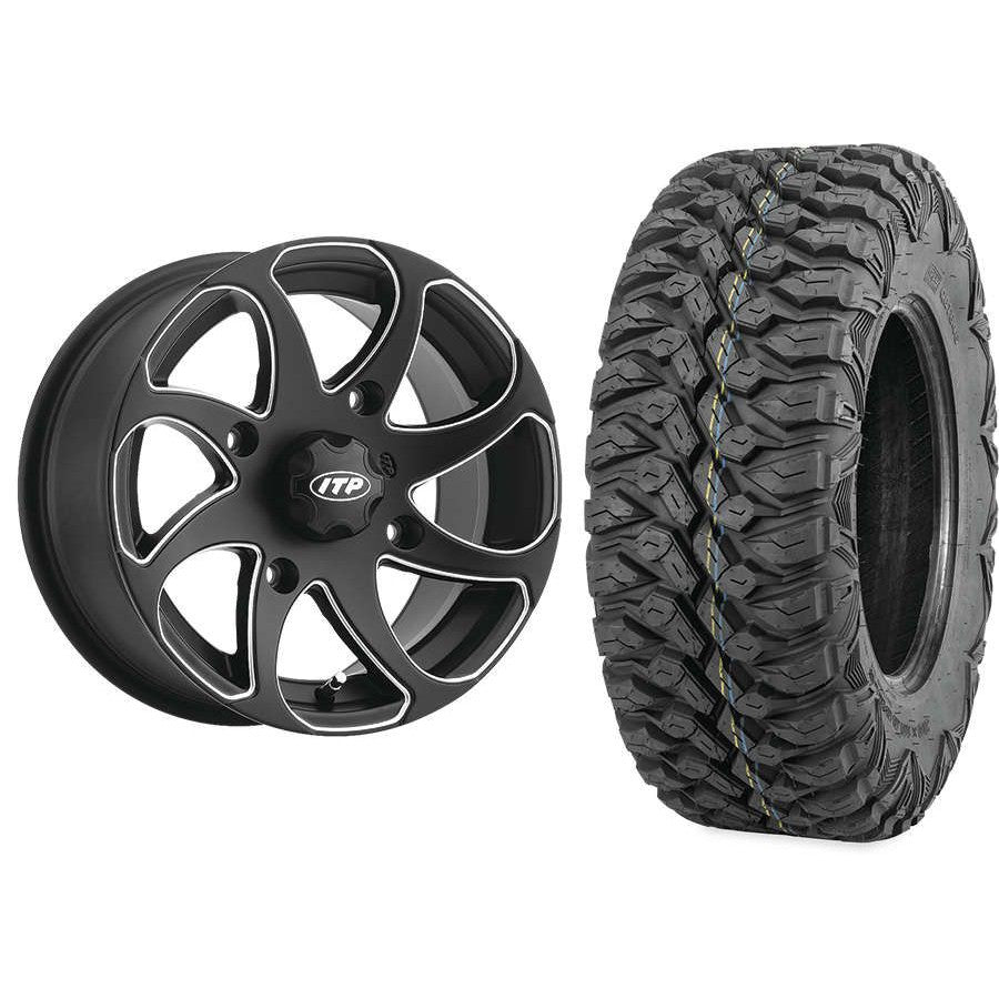 Set of 2 Mounted Wheel and Tire Kit Wheel: 14x7 5+2 4/137 Tire: 28x10-14 8 Ply