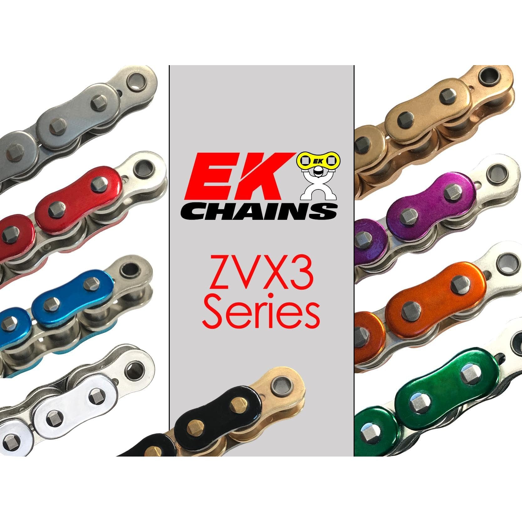 Ek Chains Drivetrain EK 530-ZVX3 Motorcycle Drive Chain (Specify Links and Color) Rivet Master Link